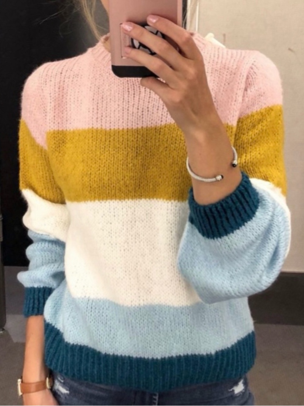 Topshop Striped Colorblock Sweater